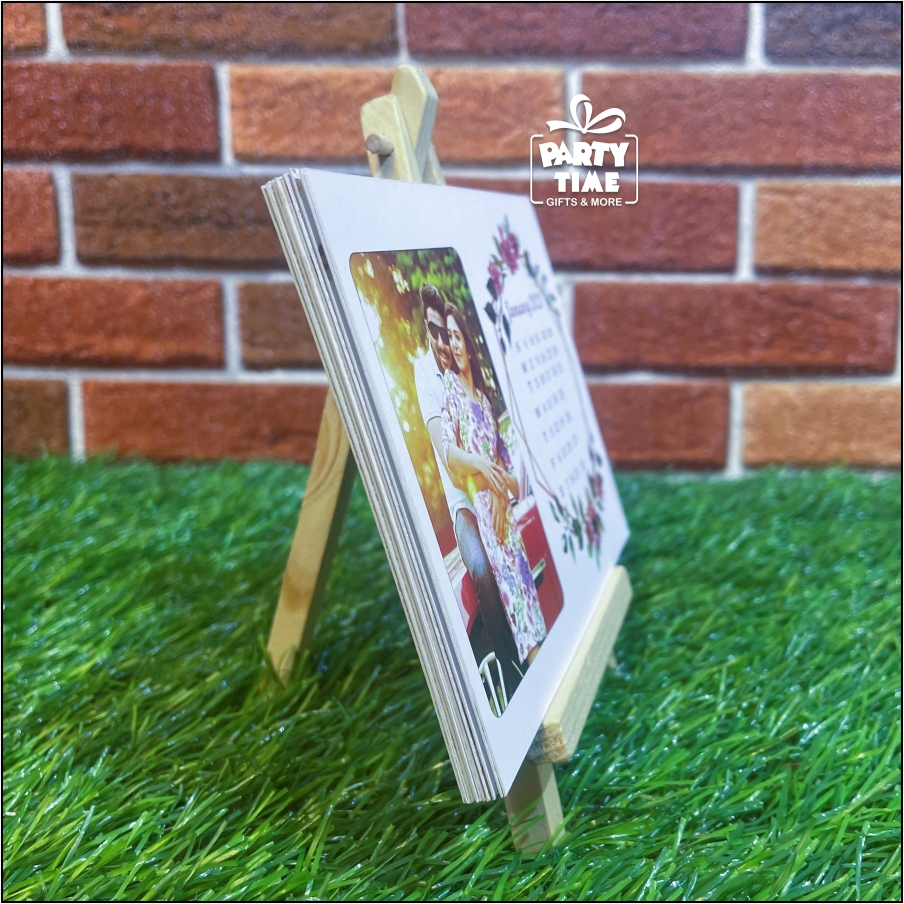 Personalized Table/Desk Calendar on Wooden Easel Stand/Tripod